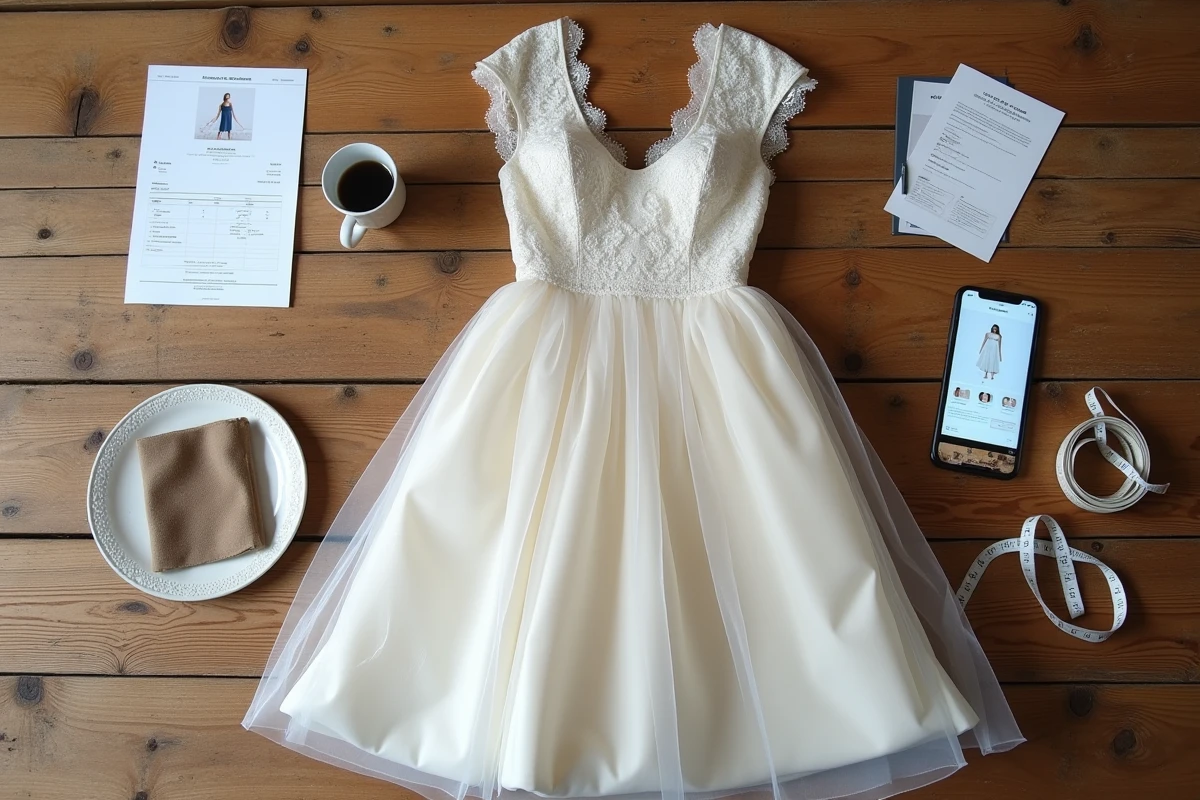 Robe de mariée bohème bon marché en emballage avec bon de commande et conseils d'achat en ligne