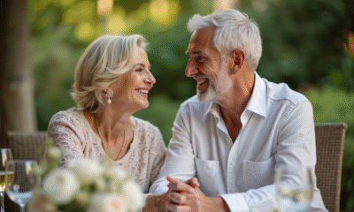 Couple mature souriant lors d'une célébration en plein air