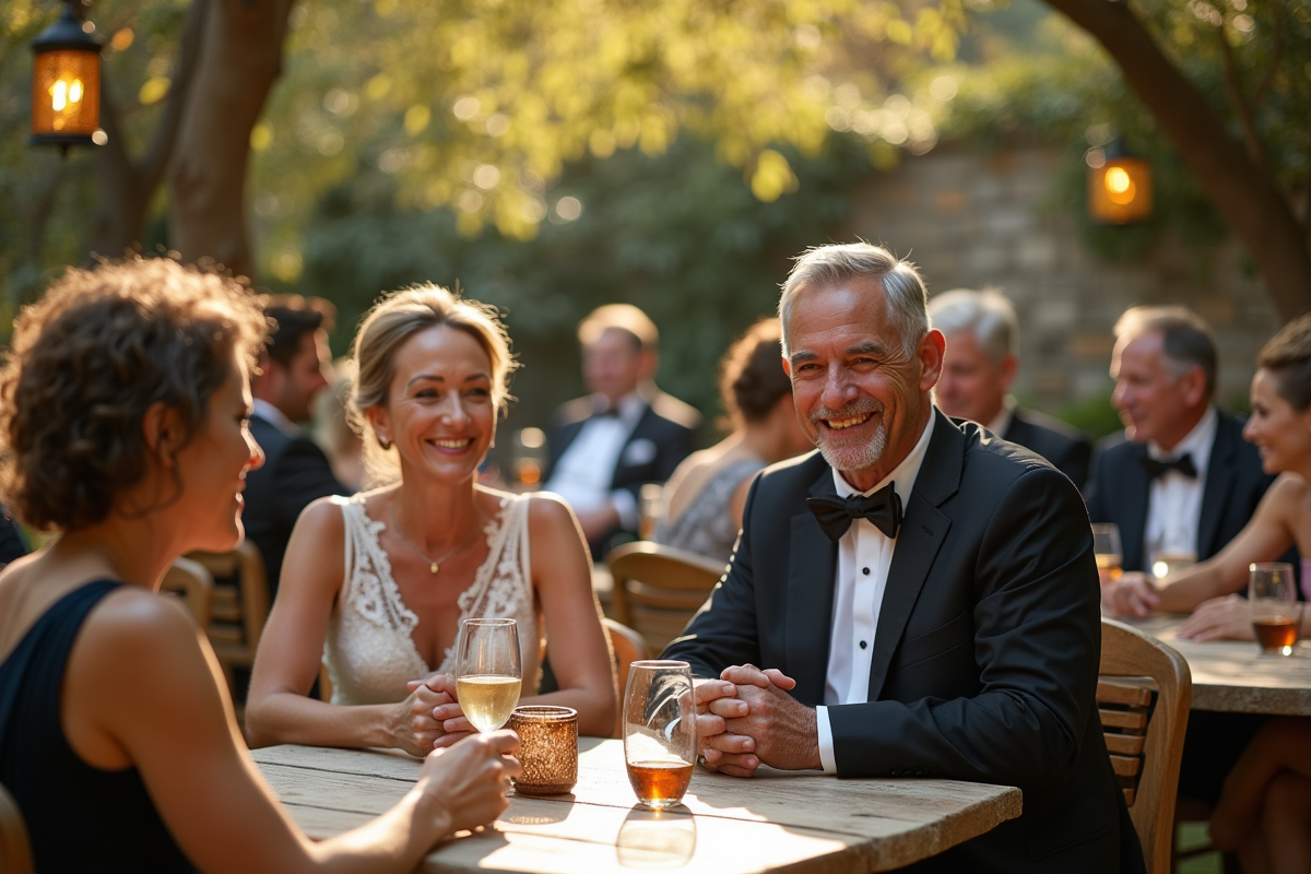 Invites de mariage en automne dans un jardin