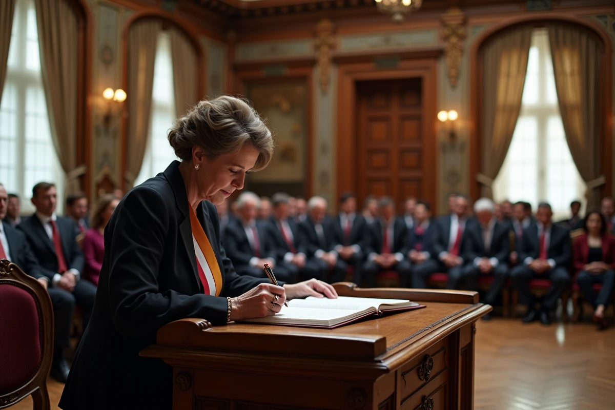 Officière d'état civil portant l'écharpe tricolore lors d'une cérémonie de mariage à la mairie